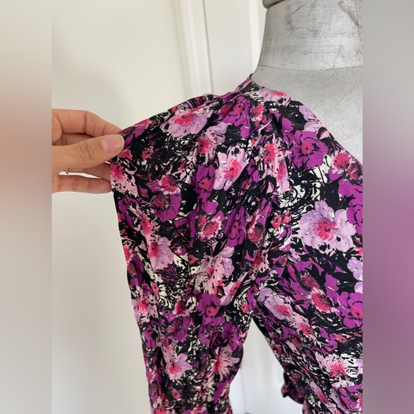 ROTATE FLORAL PRINT WRAP MINI DRESS LONG SLEEVE LIKE NEW WORN ONCE - Picture 4 of 10